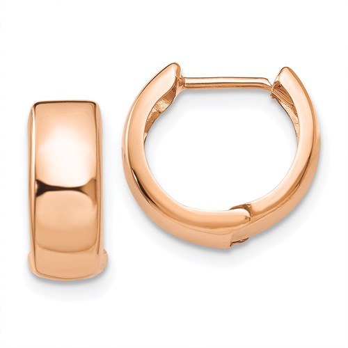 14k Yellow or Rose Gold Hinged Huggie Hoop Earrings (5mm), 1/2 inch (12mm) - LooptyHoops
