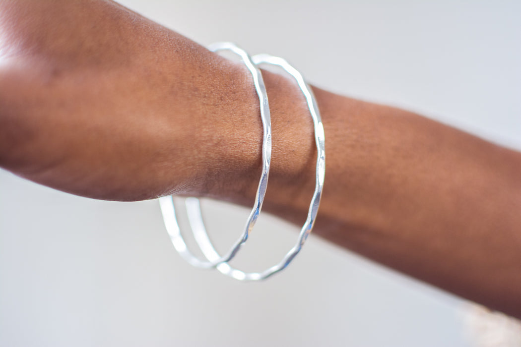 Handmade Electroplated Rippled Wire Bracelet - LooptyHoops