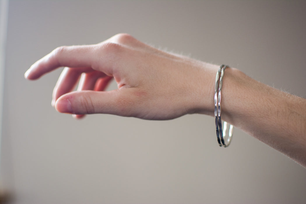 Handmade Electroplated Rippled Wire Bracelet - LooptyHoops