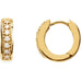 14k Yellow Gold Diamond Hinged Huggie Hoop Earrings, 0.7 inch (17mm) - LooptyHoops