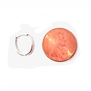 14k White Gold Oval Hinged Huggie Hoop Earrings, .50 Inches (12mm) (3mm Wide) - LooptyHoops