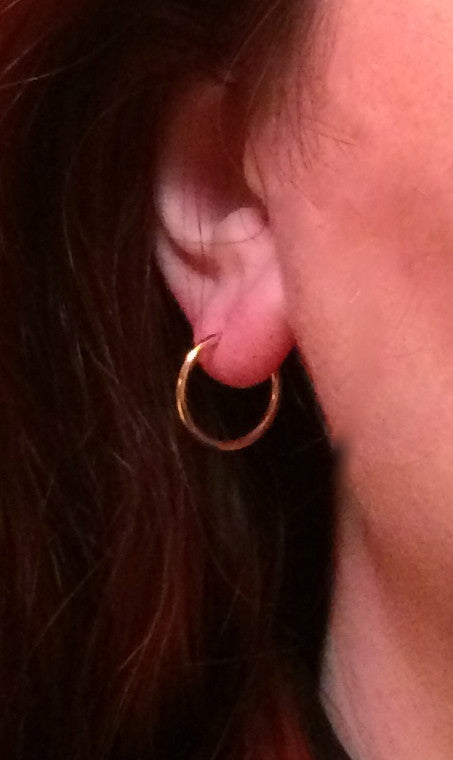 14k Yellow Gold Continuous Endless Hoop Earrings (1.5mm), All Sizes - LooptyHoops