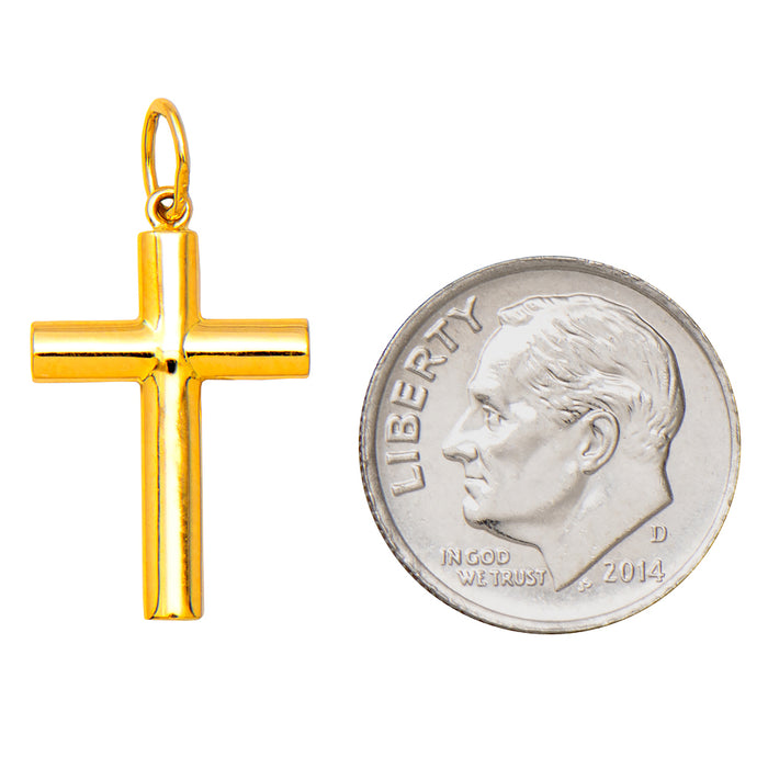 Small 14K Yellow Gold Classic & Traditional Cross Pendant, 20mm x 13mm - LooptyHoops