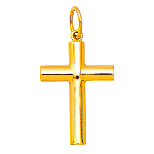 Small 14K Yellow Gold Classic & Traditional Cross Pendant, 20mm x 13mm - LooptyHoops