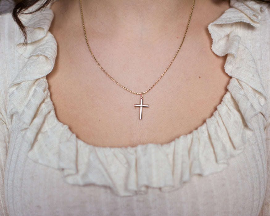 Solid Gold Cross Pendant Necklace | Lily & Roo | Wolf & Badger