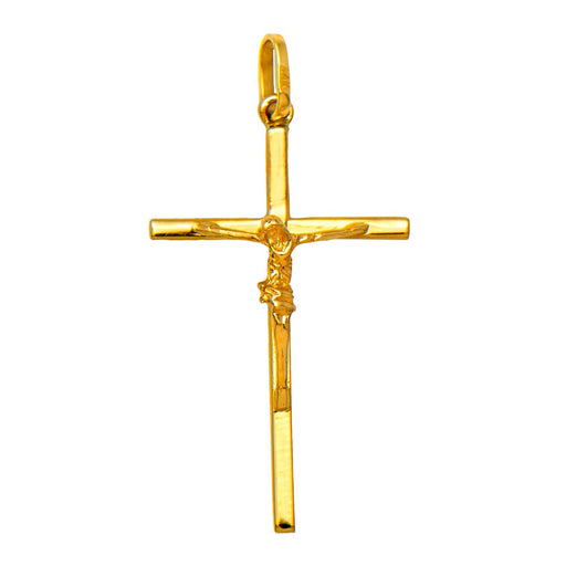 14K Yellow Gold Classic Crucifix Cross Pendant, 25mm x 15mm - LooptyHoops