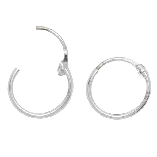 14k White Gold Hinged Thin Endless Hoop Earrings (1mm), All Sizes - LooptyHoops