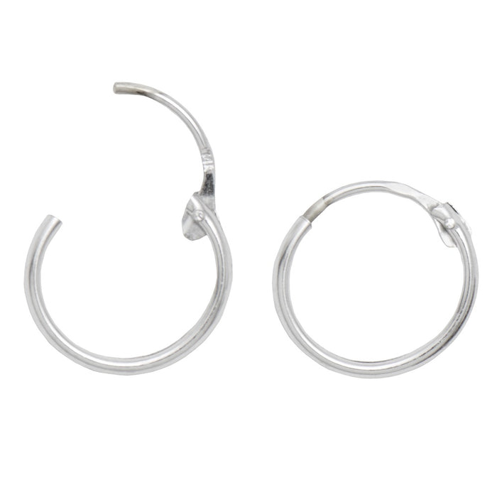 14k White Gold Hinged Thin Endless Hoop Earrings (1mm), All Sizes - LooptyHoops