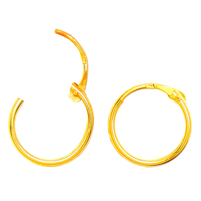 14k Yellow Gold Hinged Thin Endless Hoop Earrings (1mm), All Sizes - LooptyHoops