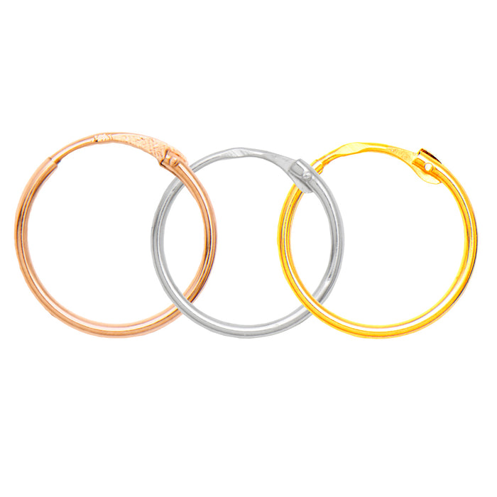 14k Yellow Gold Hinged Thin Endless Hoop Earrings (1mm), All Sizes - LooptyHoops