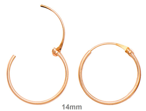 14k Rose Gold Hinged Thin Endless Hoop Earrings (1mm), All Sizes - LooptyHoops