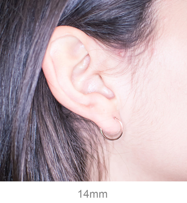 14k Rose Gold Hinged Thin Endless Hoop Earrings (1mm), All Sizes - LooptyHoops