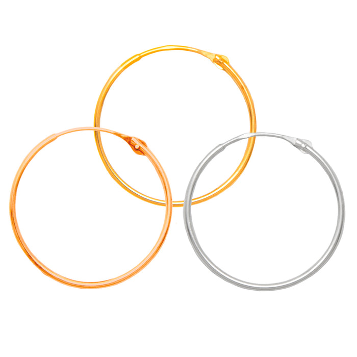 14k Yellow Gold Hinged Thin Endless Hoop Earrings (1mm), All Sizes - LooptyHoops