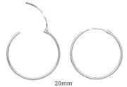 14k White Gold Hinged Thin Endless Hoop Earrings (1mm), All Sizes - LooptyHoops