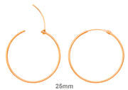 14k Rose Gold Hinged Thin Endless Hoop Earrings (1mm), All Sizes - LooptyHoops