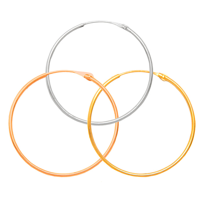 14k Yellow Gold Hinged Thin Endless Hoop Earrings (1mm), All Sizes - LooptyHoops