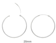 14k White Gold Hinged Thin Endless Hoop Earrings (1mm), All Sizes - LooptyHoops