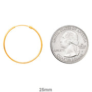 14k Yellow Gold Hinged Thin Endless Hoop Earrings (1mm), All Sizes - LooptyHoops