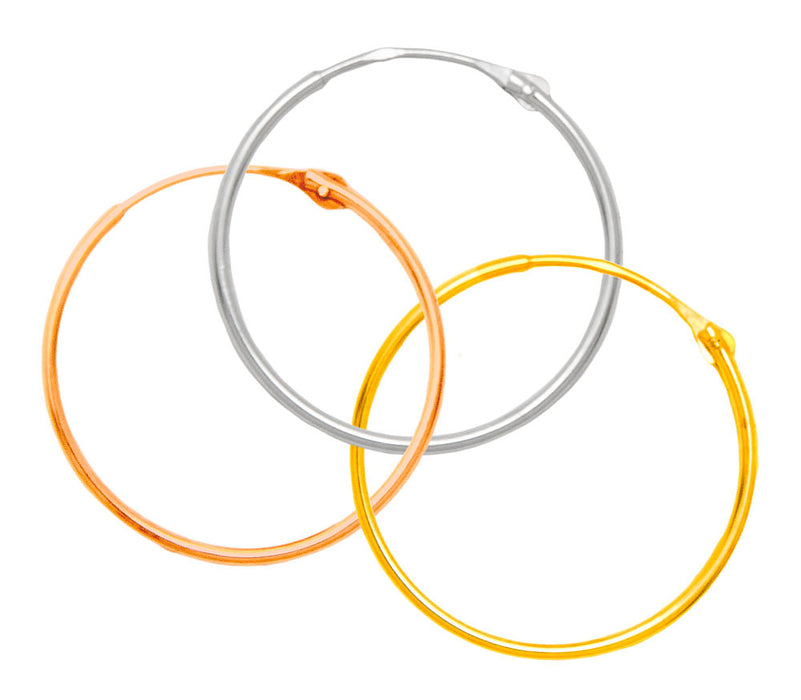 14k Yellow Gold Hinged Thin Endless Hoop Earrings (1mm), All Sizes - LooptyHoops