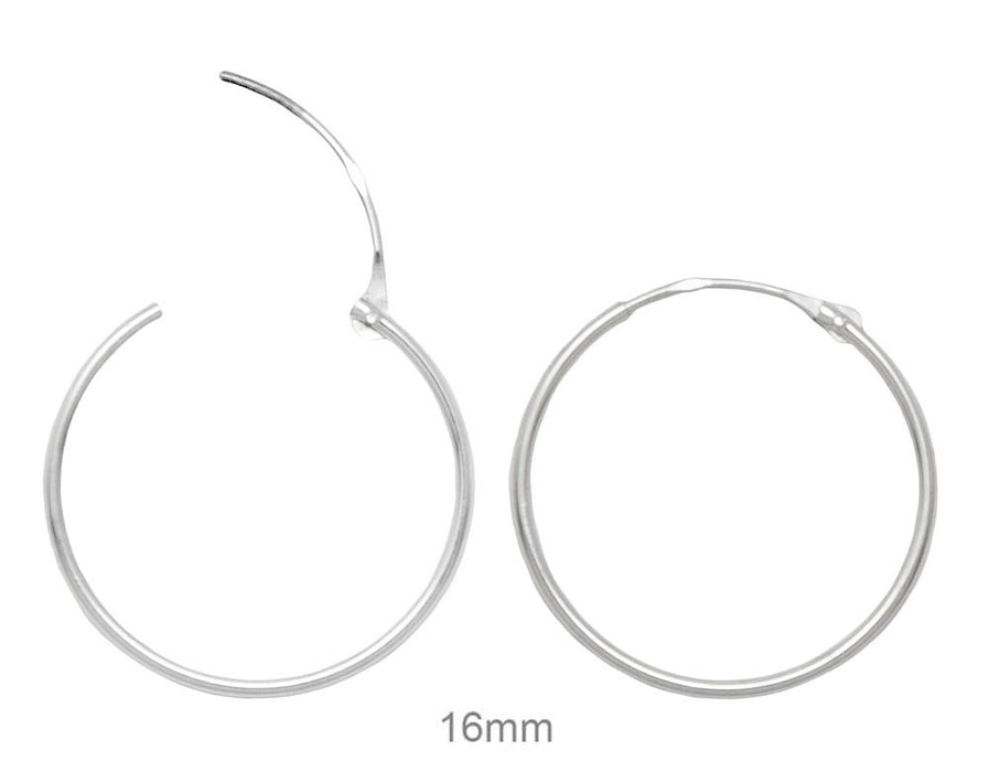 14k White Gold Hinged Thin Endless Hoop Earrings (1mm), All Sizes - LooptyHoops