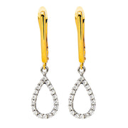 14k Yellow Gold Tiny CZ Teardrop Dangle Earrings, 10mm - LooptyHoops