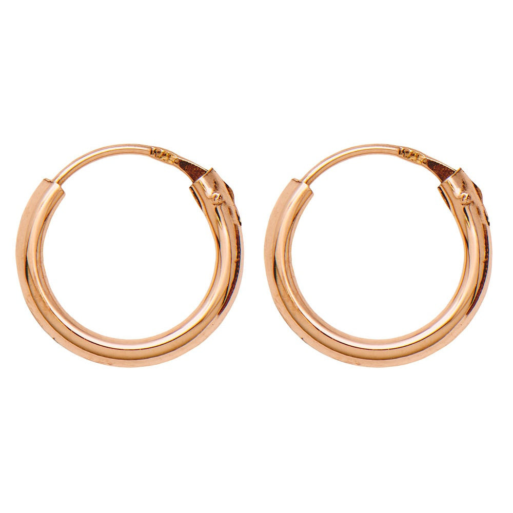 14k Rose Gold Thin Endless Hoop Earrings (1mm) All Sizes