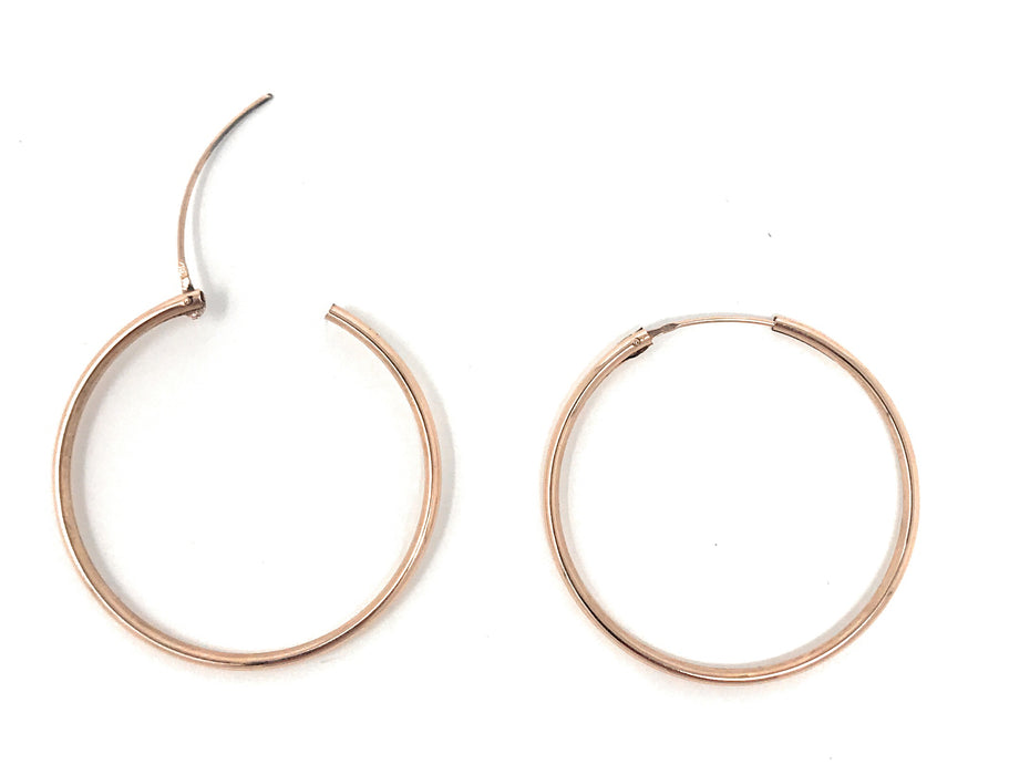 14k Rose Gold Endless Hinged Hoop Earrings (1.5mm), All Sizes - LooptyHoops