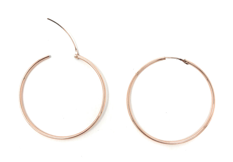 14k Rose Gold Endless Hinged Hoop Earrings (1.5mm), All Sizes - LooptyHoops
