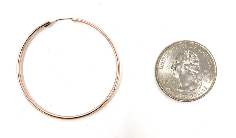 14k Rose Gold Endless Hinged Hoop Earrings (1.5mm), All Sizes - LooptyHoops
