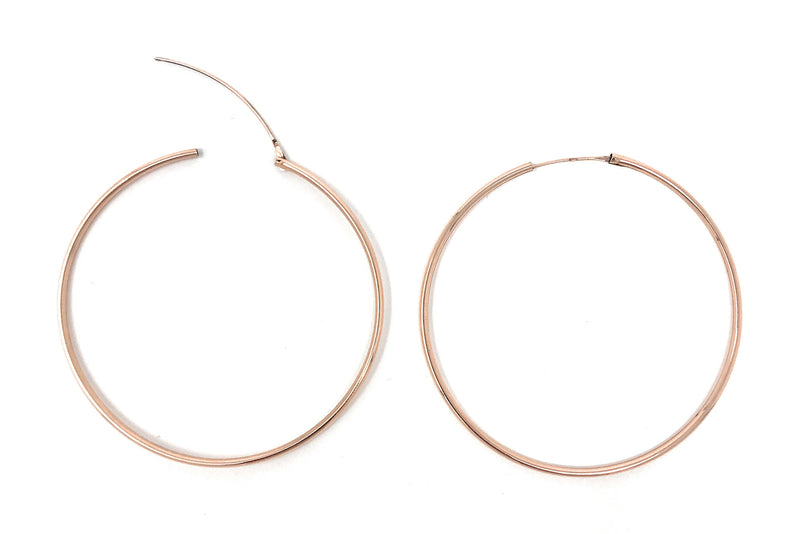 14k Rose Gold Endless Hinged Hoop Earrings (1.5mm), All Sizes - LooptyHoops