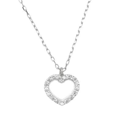 14k White Gold  Heart Pendant Necklace w/18-Inch Chain - Special Checkout Offer - LooptyHoops