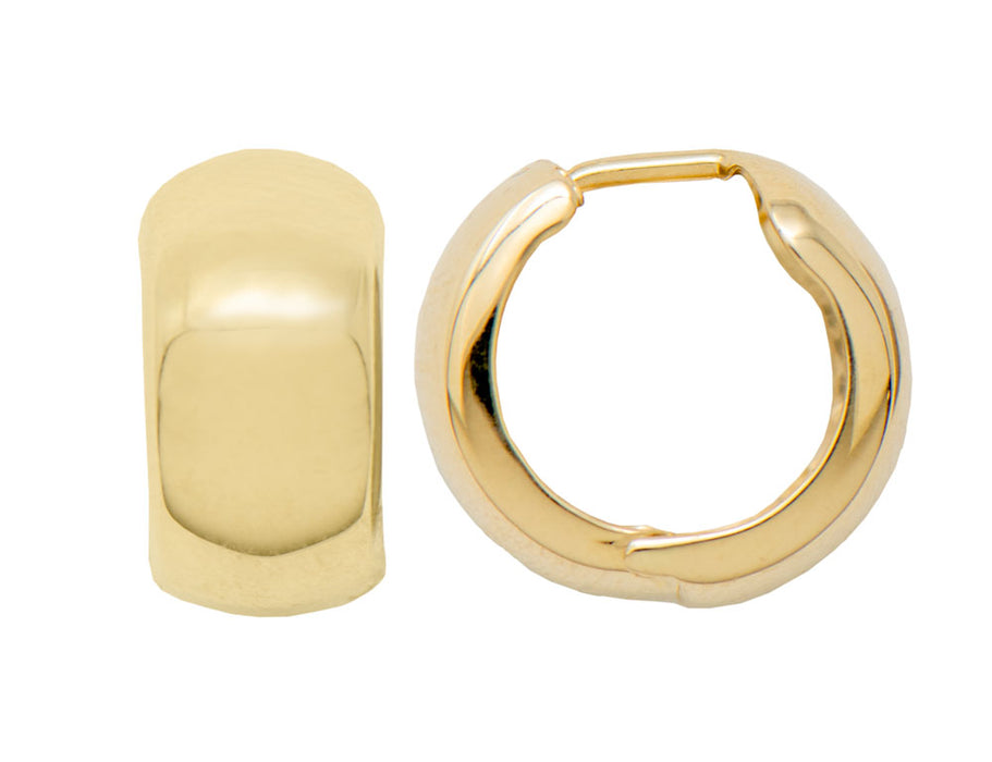 14K Gold Thick Huggie Hinged Hoop Earrings .60 Inch