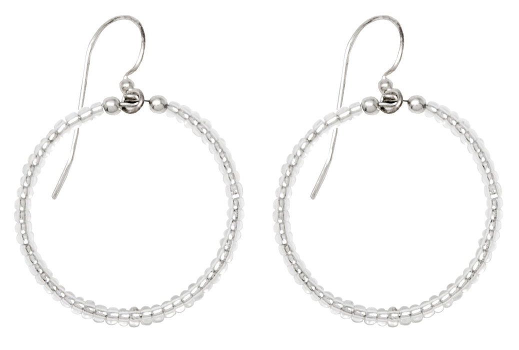 Handmade Dangling Beaded Hoop Earrings, 25mm - LooptyHoops