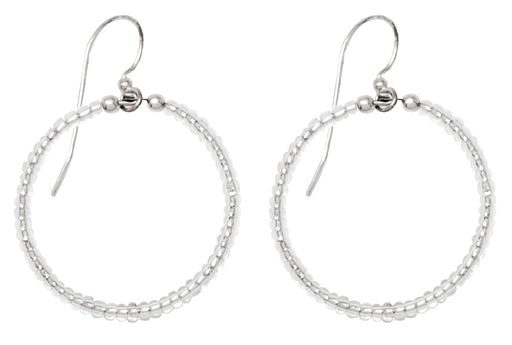 Handmade Dangling Beaded Hoop Earrings, 25mm - LooptyHoops