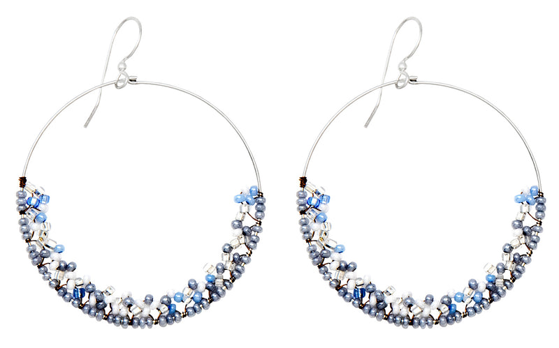 Handmade Bohemian Dangling Beaded Hoop Earrings, 42mm - LooptyHoops