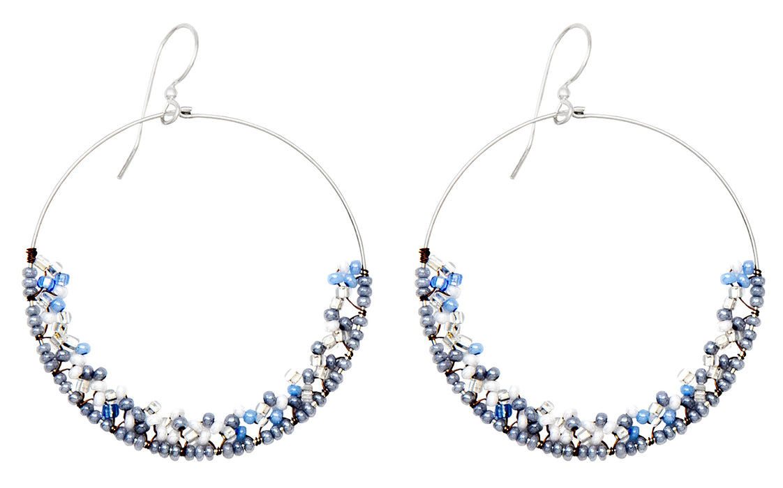 Handmade Bohemian Dangling Beaded Hoop Earrings, 42mm - LooptyHoops