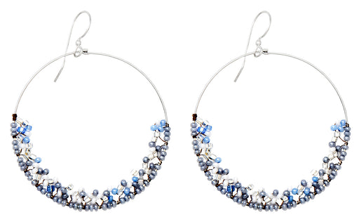Handmade Bohemian Dangling Beaded Hoop Earrings, 42mm - LooptyHoops