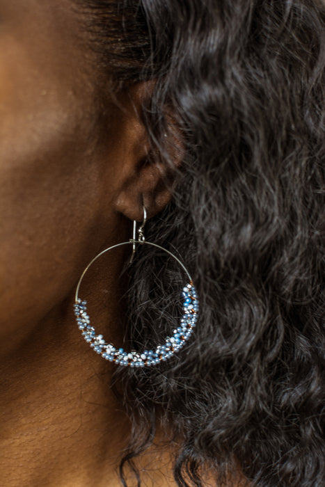 Handmade Bohemian Dangling Beaded Hoop Earrings, 42mm - LooptyHoops