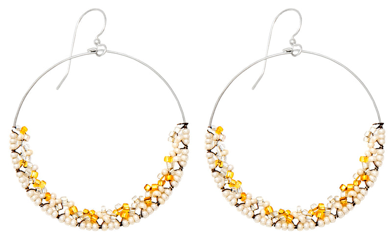 Handmade Bohemian Dangling Beaded Hoop Earrings, 42mm - LooptyHoops