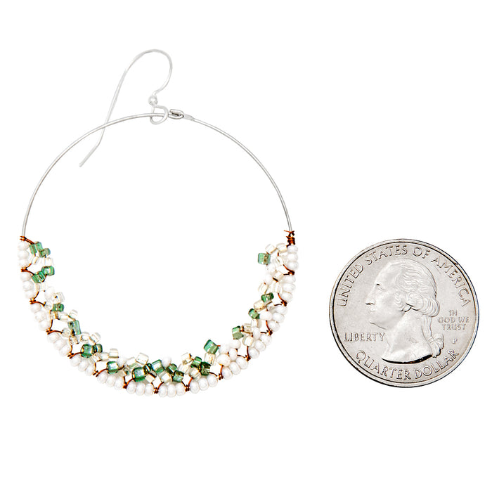 Handmade Bohemian Dangling Beaded Hoop Earrings, 42mm - LooptyHoops